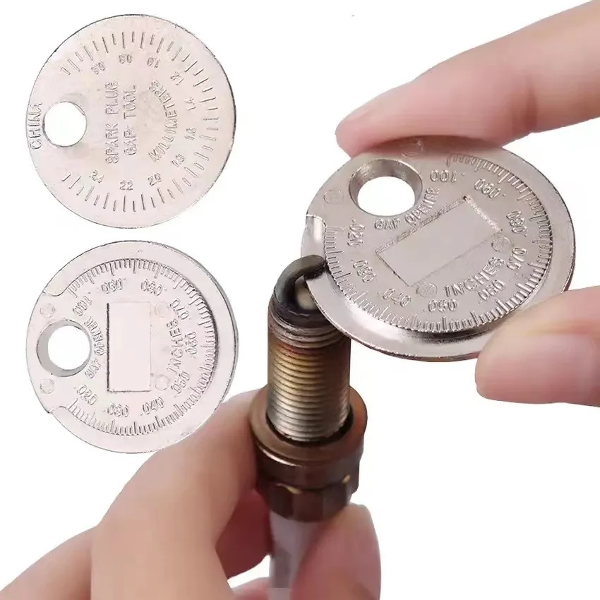 Coin- Type 0.6-2.4mm 0.02-0.10 Inch Spark Plug Gap Gauge Measurement Tool Range Spark Plug Gage Caliber Measuring Tool