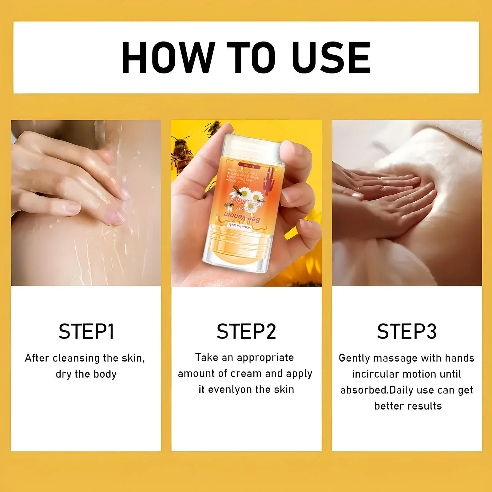 عصا شد الجسم من سم النحل، كريم الجسم، غني بسم النحل، آذريون ومكونات أخرى، لشد بشرة البطن، ترطيب البشرة، هدية للأصدقاء