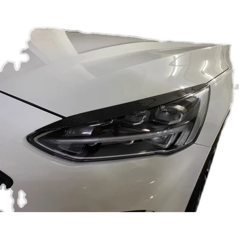 For Ford Focus MK4 2019-2022 Front Headlight Eyebrow Eyelid Lid Trim Lamp Cover Stickers Car Accessories Gloss Black ABS Plastic