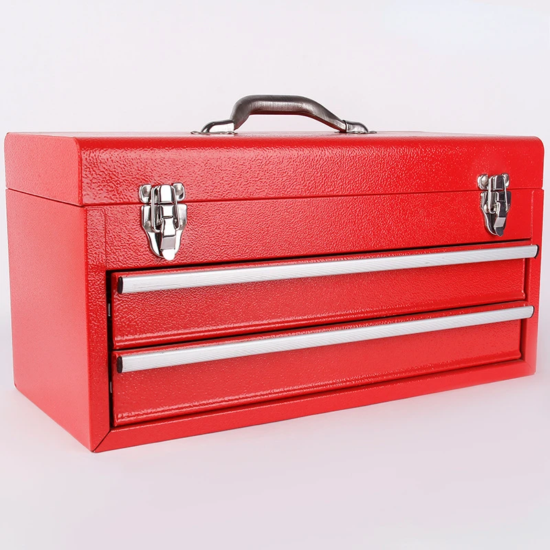 

Two-drawer double-layer small toolbox large suitcase hardware professional tools iron portable storage box