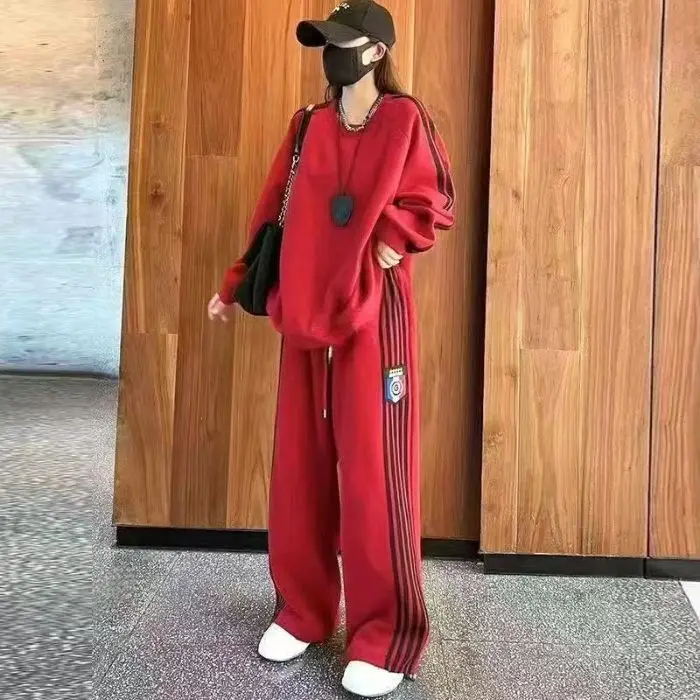 

Новинка 2025 года, комплекты топов, женские осенние комплекты из 2 предметов, повседневные спортивные штаны, универсальные толстовки с длинными рукавами, пальто, брюки