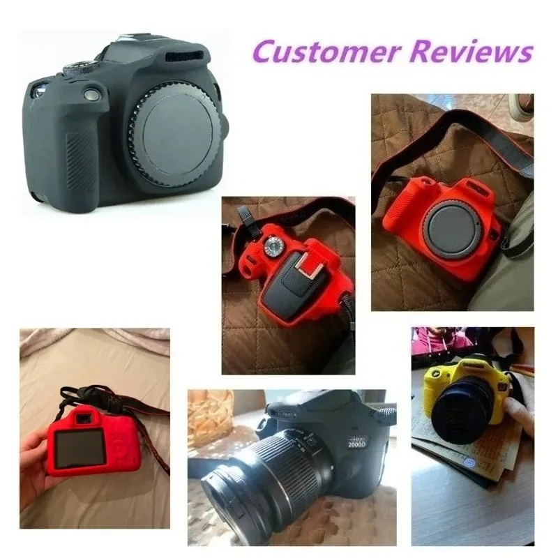 For Canon EOS 1300D 1500D 2000D DSLR Camera Rubber Armor Skin Anti-Drop Full Body Silicone Protective Cover Bag