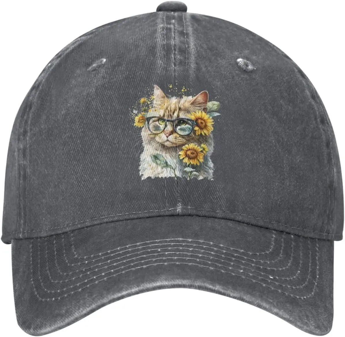 

Funny Cats with Sunflowers Baseball Cap Golf Dad Hat Adjustable Original Classic Low Profile Cotton Hat Men Women