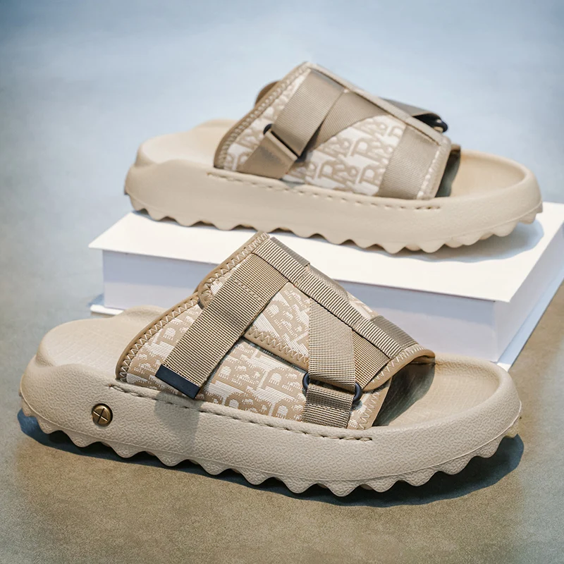 Men's one-strap slides casual slippers summer breathable light outdoor beach shoes Quick drying pool soft sole comfort slippers