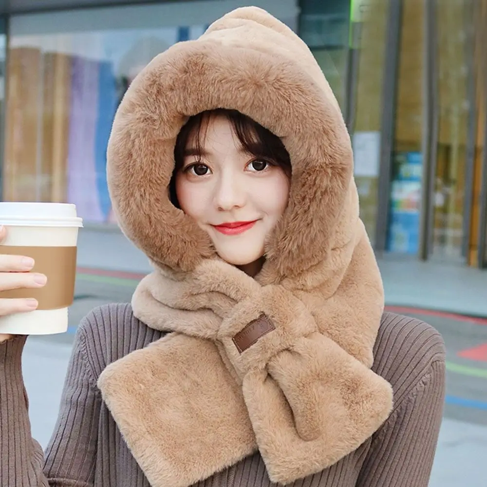 Invierno de peluche lindo oso mujeres gorras gorros sombrero bufanda conjunto oreja sombrero