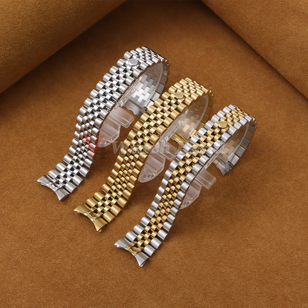 Massives Gebogenes Luxus-Uhrenarmband 13mm 17mm 20mm 21mm für Rolex GMT Edelstahl-Uhrenband für Jubilee Metall-Armband – Detail 3