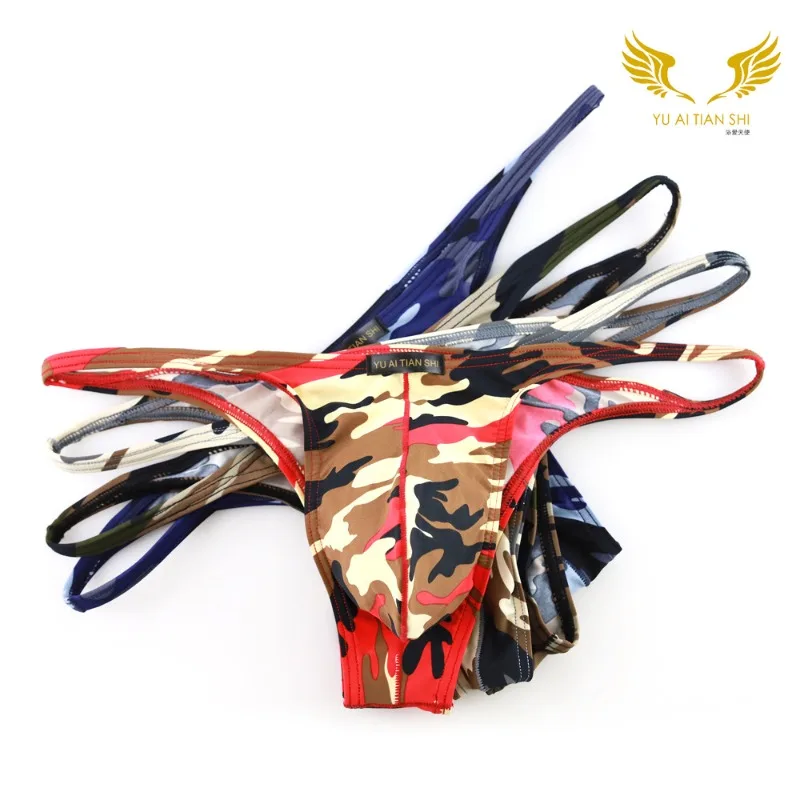 Men's Sexy Bikini Swimwear Camouflage Swimming Briefs Triangle Low Waist Sports Beach Shorts Sports Swimsuit Bathing Suit