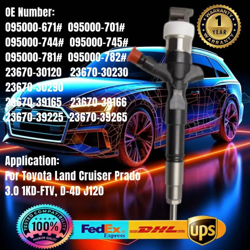 

095000-6710 095000-7440 095000-7450 23670-30120 23670-30230 Fuel Injector for Toyota Dyna Land Cruise 3.0 1KD-FTV D-4D Euro 4