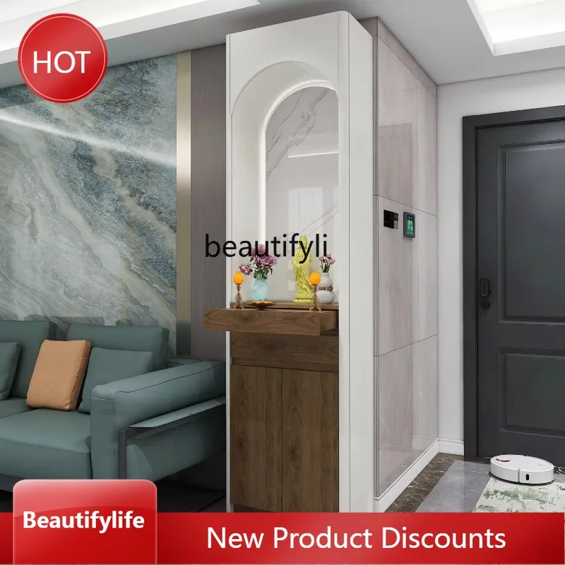 

A485 God of Wealth, Shentai Small Devotion Table Hall, Solid Wood Modern Buddha Cabinet, Household