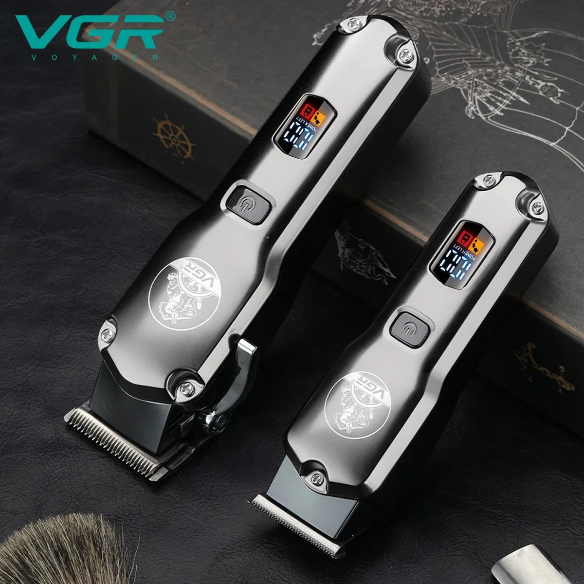 VGR V-675 S3 3-in-1 high-end hair trimming set metal body sharp blade hair clipper LED electric push shear reciprocating men's s