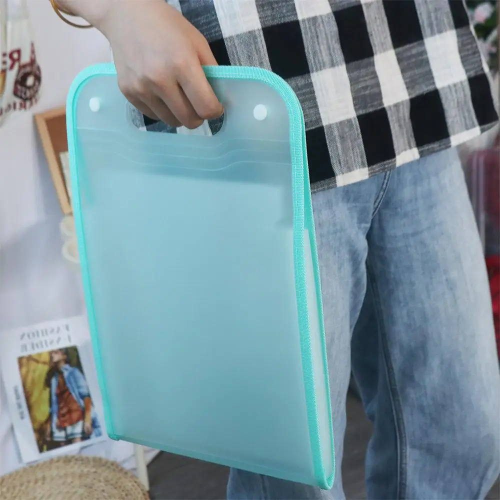 13 Pockets A4 Expanding File Folder Handle Waterproof Accordian File Storage Bag Large Capacity Vertical A4 File Organizer