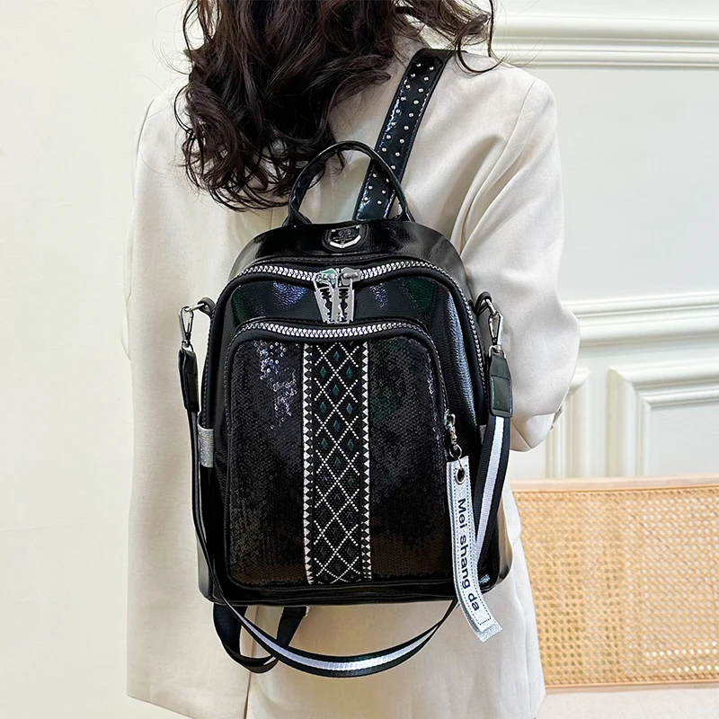 حقيبة ظهر جلدية ذات سعة كبيرة حقيبة مدرسية نسائية كاجوال حقيبة كروس عصرية لطلاب المدارس المتوسطة خفيفة الوزن وبسيطة