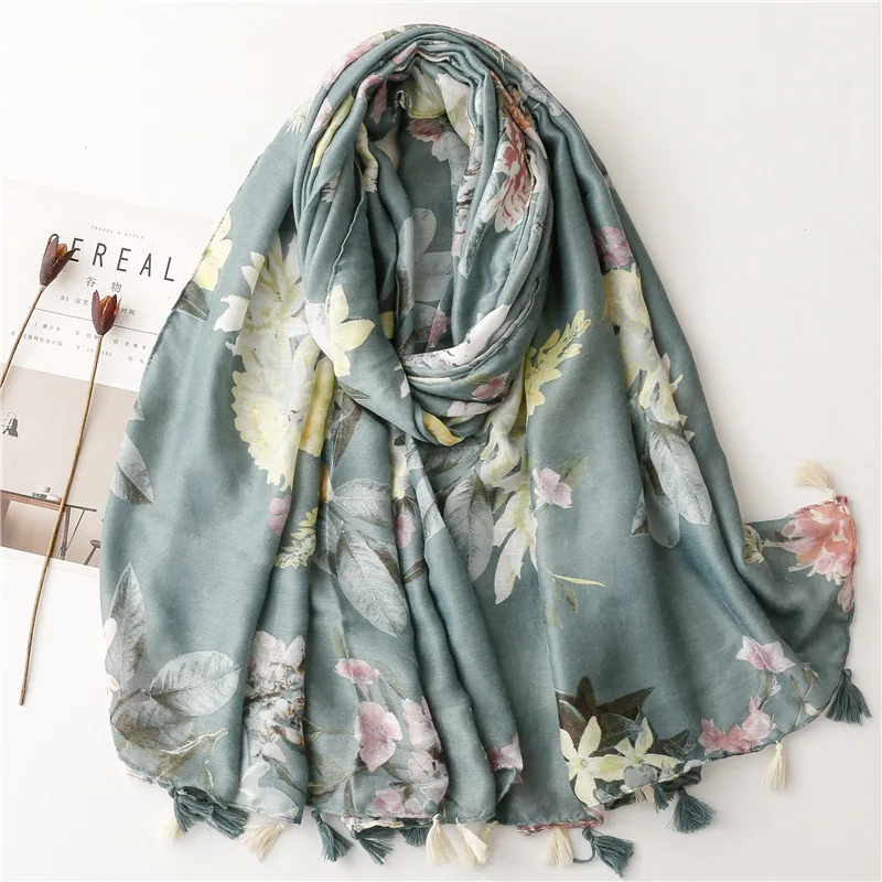 

2023 Newest Women Printed pattern Scarf Cotton Voile Scarf Shawls 23prints