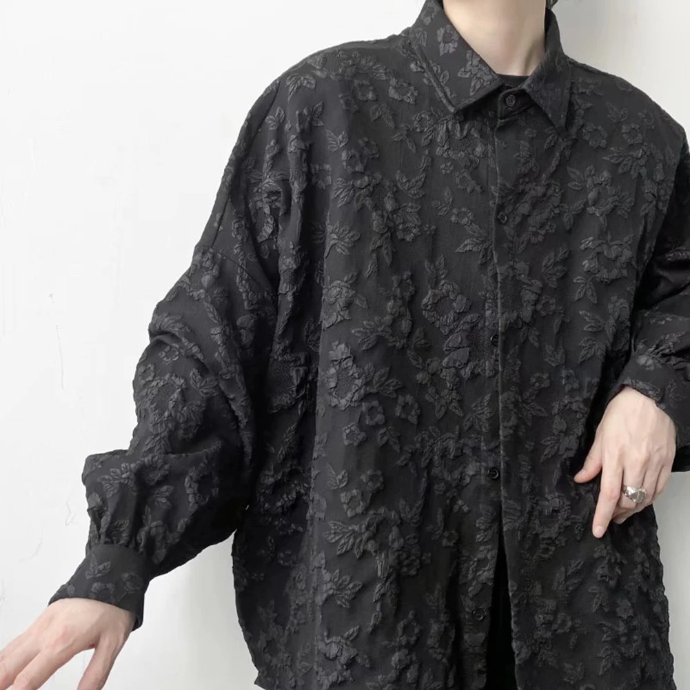 Блузка мужская для отпуска, дышащая свободная однотонная винтажная рубашка в японском стиле, с отложным воротником