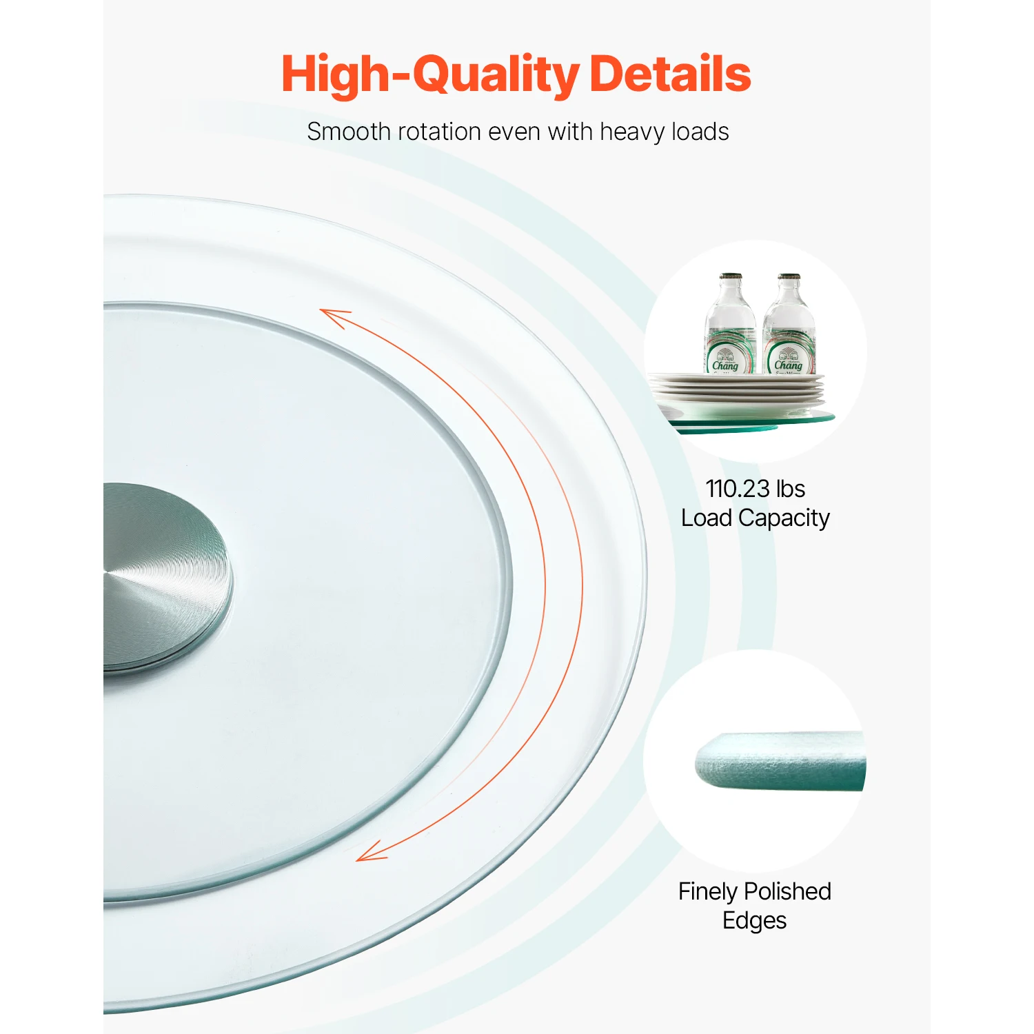 SucceBuy 20/24/30in قرص دوار زجاجي كسول سوزان 360 درجة °   صينية دوارة على سطح الطاولة للتجمعات العائلية والولائم وحفلات الزفاف