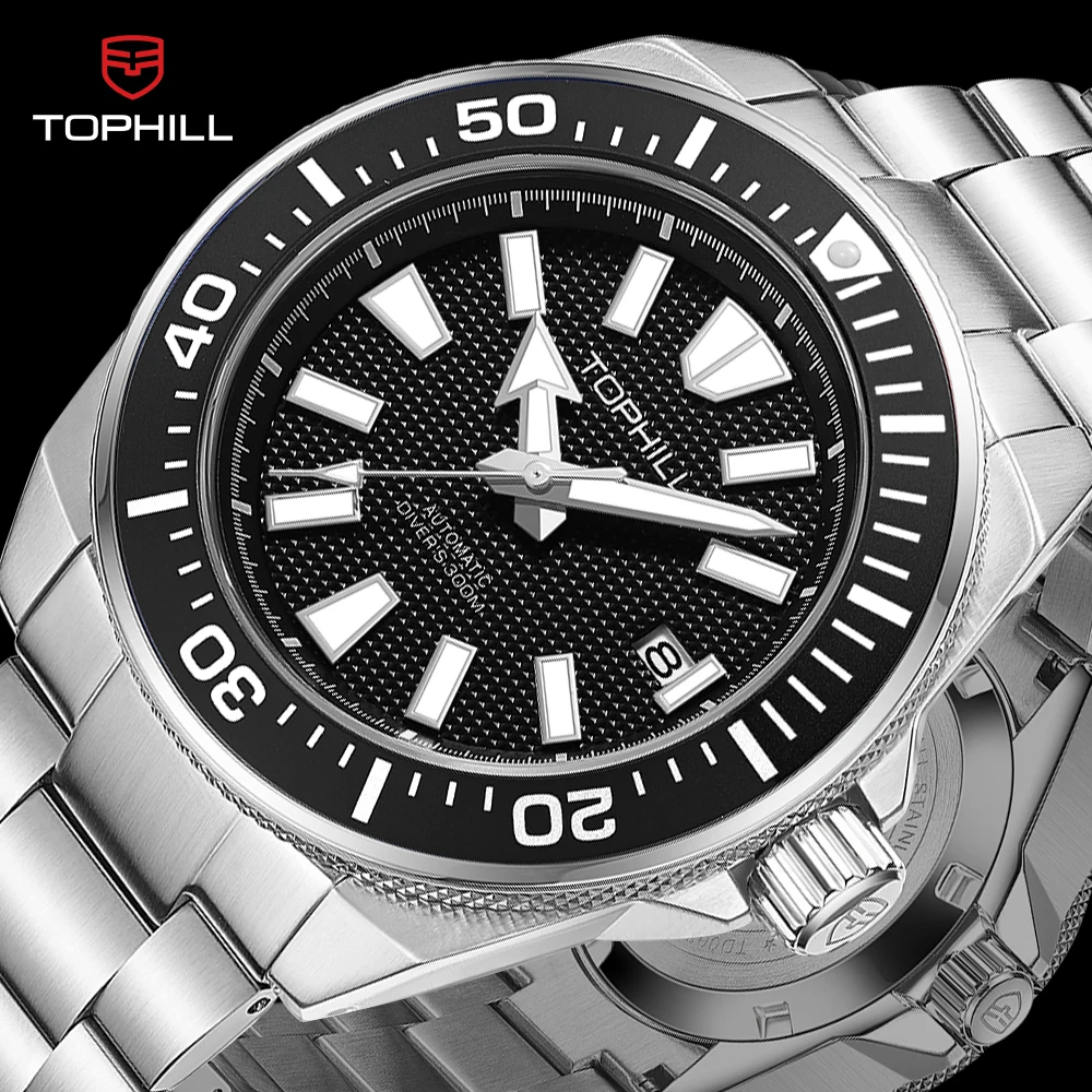 TOPHILL Diving Sports Watch Sapphire Mirror Calendar 300mm Waterproof Luminous 43.5mm Dial Automatic Mechanical Men\'s Watches