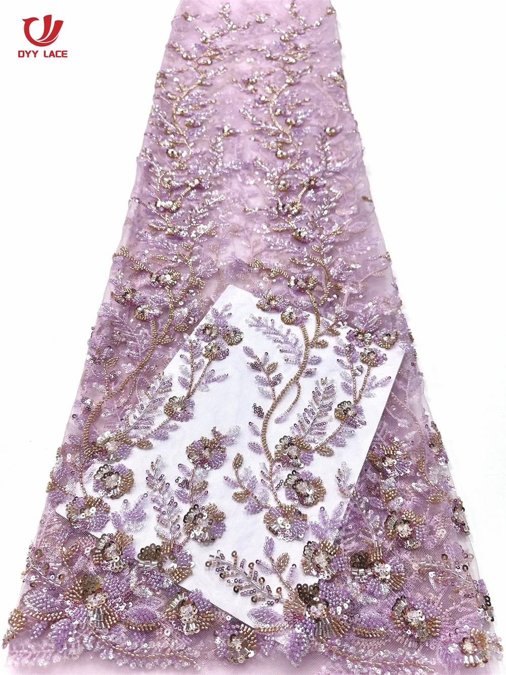 African Beaded Groom Lace Fabric French Mesh Lace Fabric Sequins Nigerian Lace Fabrics For Wedding
