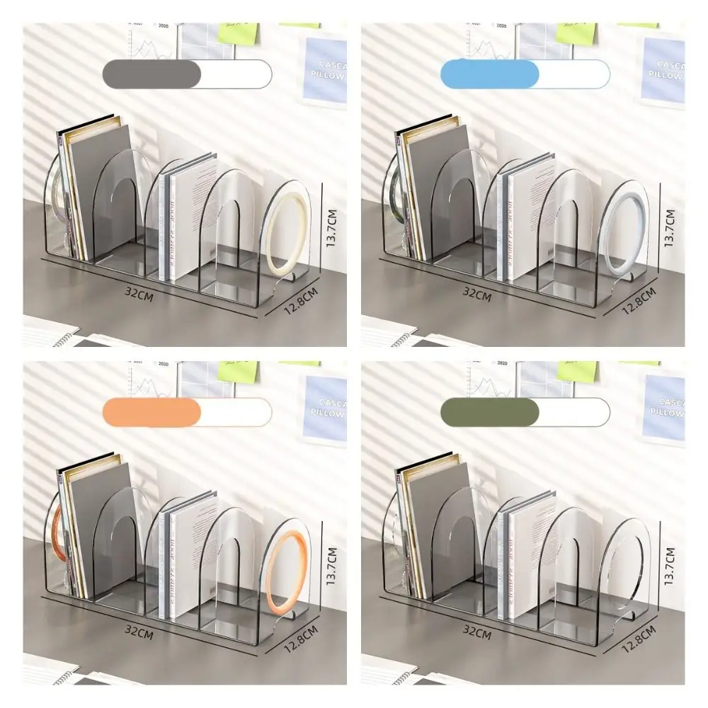 Risparmia spazio Maniglia Fermalibri Trasparente Durevole Divisore Supporto per libri Semplice Display Scrivania Rack di stoccaggio Ufficio scolastico