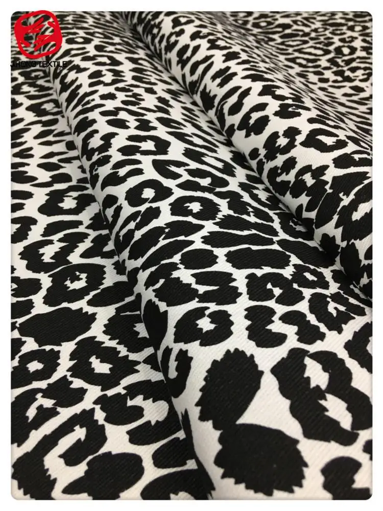 Leopard Print Denim Fabric For Clothes Coat Dress Jacket Bag Hip Skirt Fabric Per Meter DIY Shoes Handicraft Needlework Material