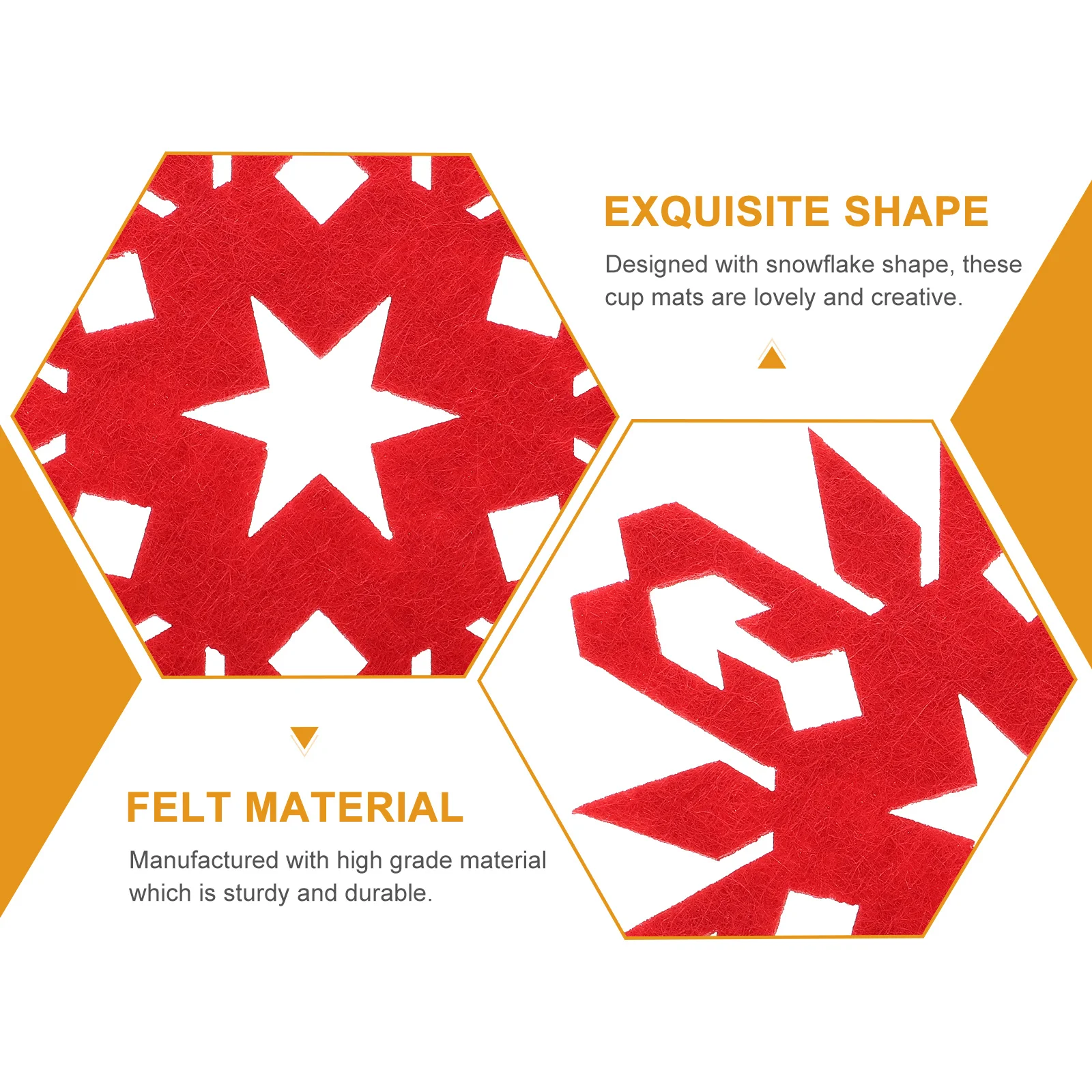 

12pcs Christmas Cup Mats Felt Snowflake Shape Household Coasters Cup Pads Anti Skid Table Mats For Coffee Tea Wine