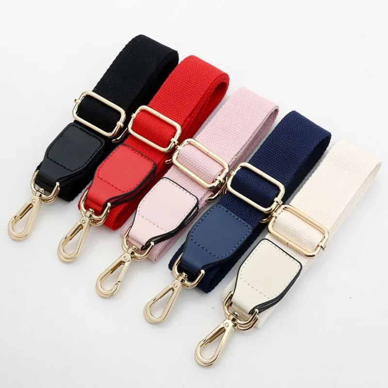 Luxury Pure Color Cotton Webbing With Pu Leather Long Shoulder Strap Adjustable Shoulder Messenger Bag High Quality Bag Belt