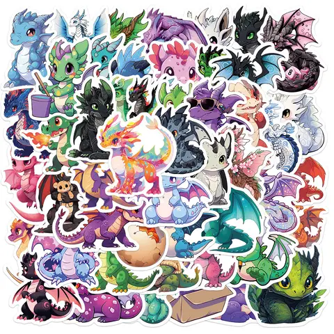 50 पीस कार्टून क्यूट यूरोपीय ड्रैगन स्टिकर DIY स्क्रैपबुक स्टेशनरी पानी की बोतल फ़ोन लैपटॉप गिटार डीकल्स 8 best sales ड्रैगन स्टिकर - №2