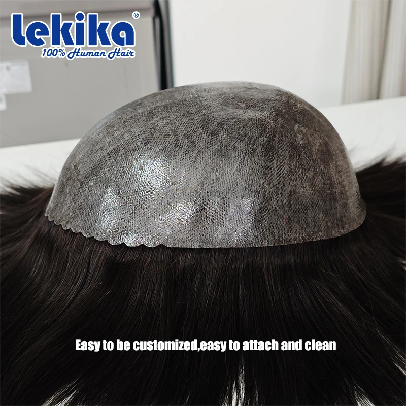 0.12 مللي متر حقن الجلد الشعر المستعار لينة خصلات الشعر المستعار الإنسان مريحة الذكور الشعر الاصطناعية 6 "نظام الشعر للرجل #3