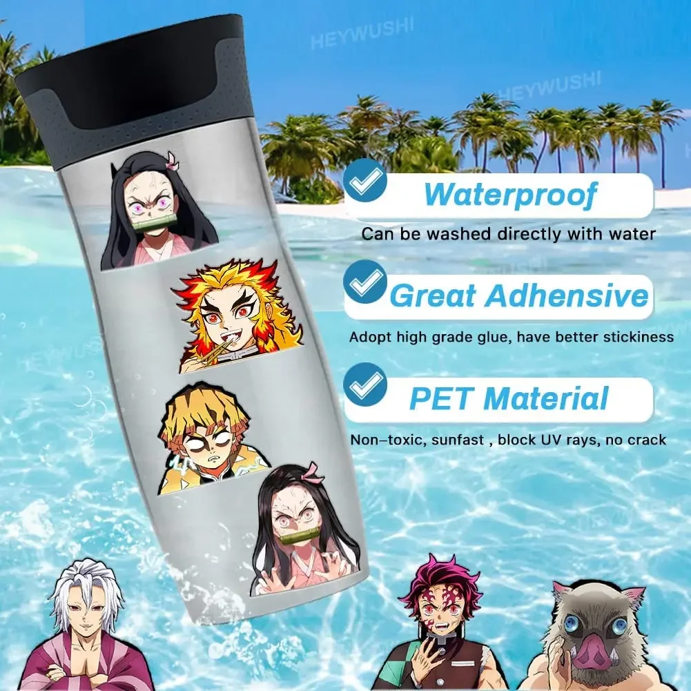 1 Piece Demon Slayer Anime Small Motion Sticker Waterproof Decals for Phone,cup,laptop,etcs