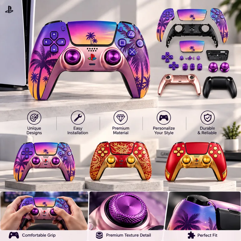 Genshin Impact DIY Custom Game Controller Shell Kit, 3D Replacement House Cover, Buttons Set, Gamepad Accessories Game Gift New