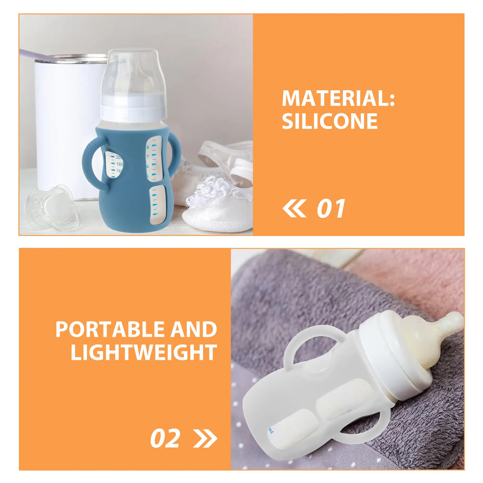 3 pcs Baby Bottle Silicone Feeding Milk Halloween Christmas New Year Sleeves Compatible Anti Breakage Holder Handles Protector