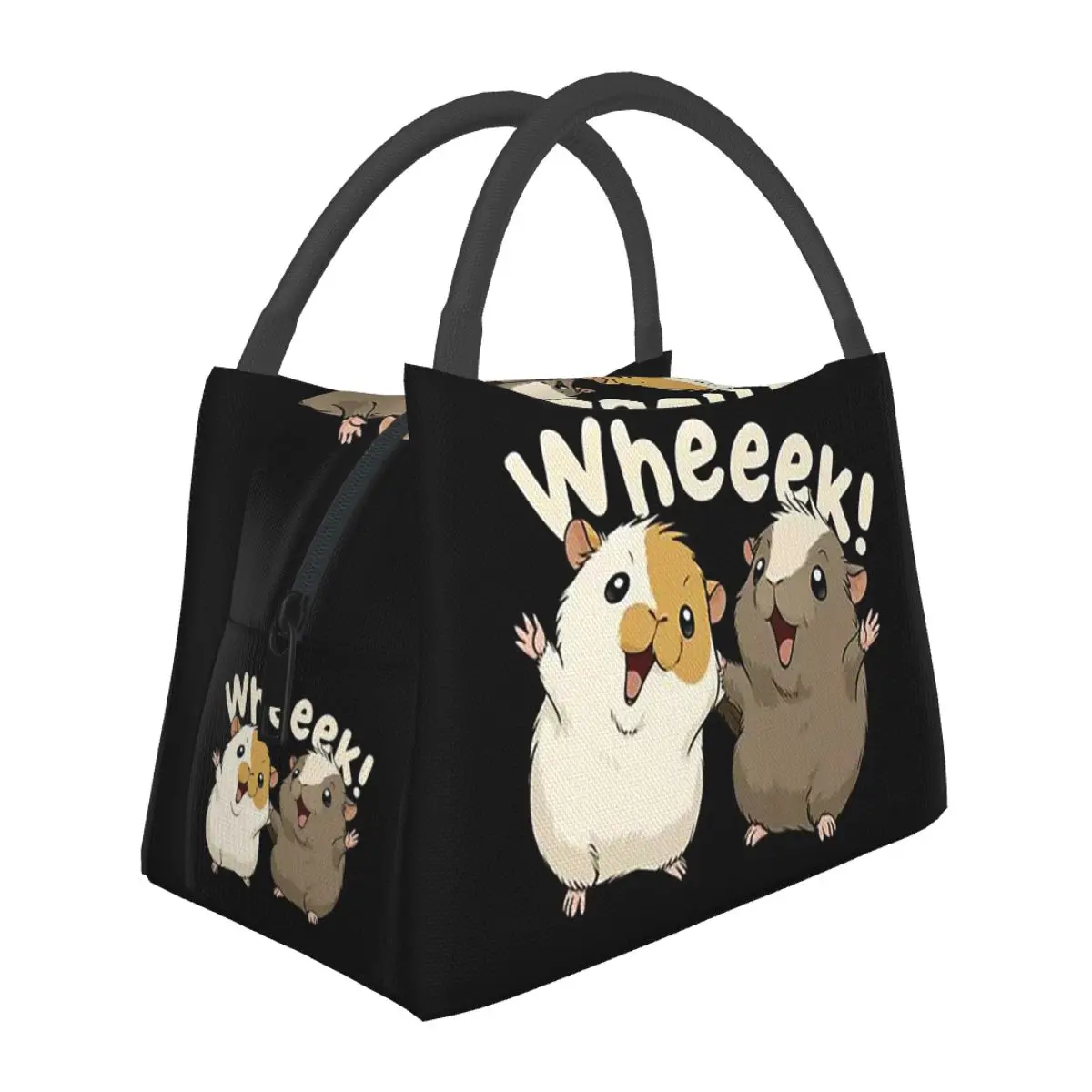 Happy Guinea Pig Insulated Lunch Bag for Women Picnic Storage Food Boxes Portable Container Cooler Thermal Lunch Box Tote
