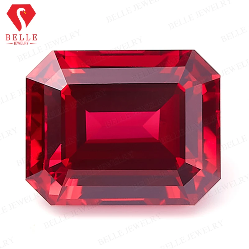 

NEW Emerald Cut Lab Grown Ruby Top Pigeon Blood Lab Grown Ruby Gemstones Emerald Cut Synthetic Ruby Loose Gems AGL Certificate