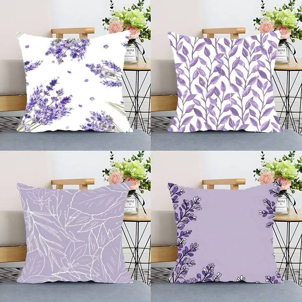Lila Karo Lavendel Muster Kissenbezug Kissenbezug Polyester Kissenbezug Dekoratives Sofakissen Kissenbezug Home Decor