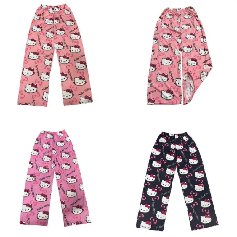 

2024 NEW Hello Kitty Pajamas Summer Thin Cartoon Walking Pants Home Casual Pajamas Air-conditioned Trousers Can Be Worn Outside