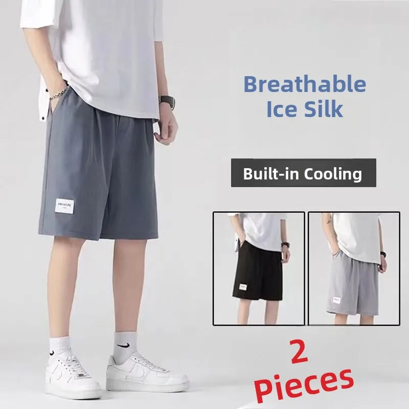 

Men's Summer Ice Silk Thin Baskeall orts Qui Dry Loose Casual Sport Pants Five-Quarter Length Faionable Streetwear