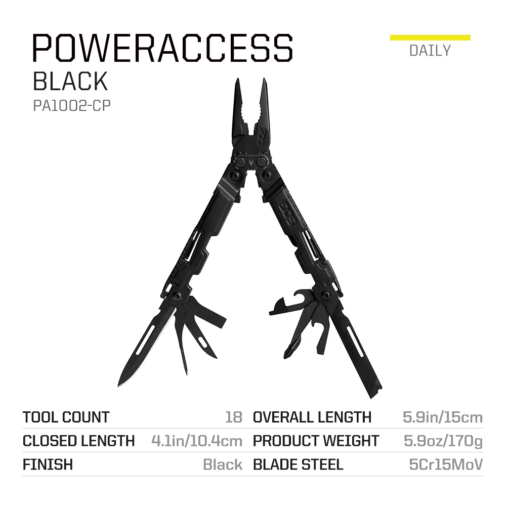 SOG 18 In 1 POWERACCESS Portable Multi-tool Pliers Pocket Knives Tactical Gear EDC Lightweight Outdoor Camping Survival Tools