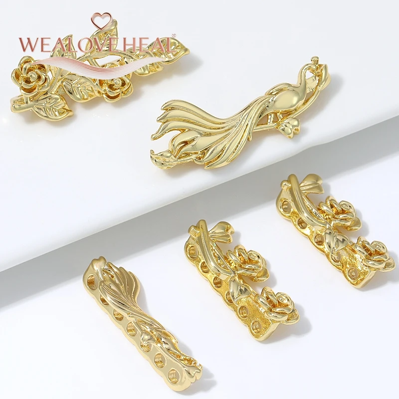 18K vergoldete Messing-Abstandsperlen in Rosenblüten- und Blattform, Mehrfachloch-Verbinder, DIY-Schmuckzubehör für die Herstellung von Perlenarmbändern und Halsketten – Detail 17