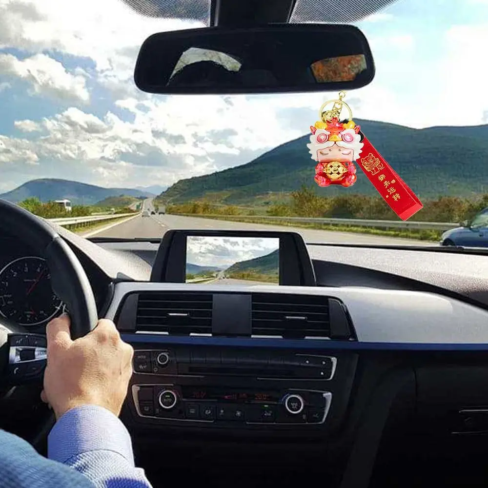 

Красный мультяшный танцующий лев брелок для ключей Transfor To Lucky украшение автомобиля сумка орнамент аксессуары в китайском стиле Lucky Charm Новый год