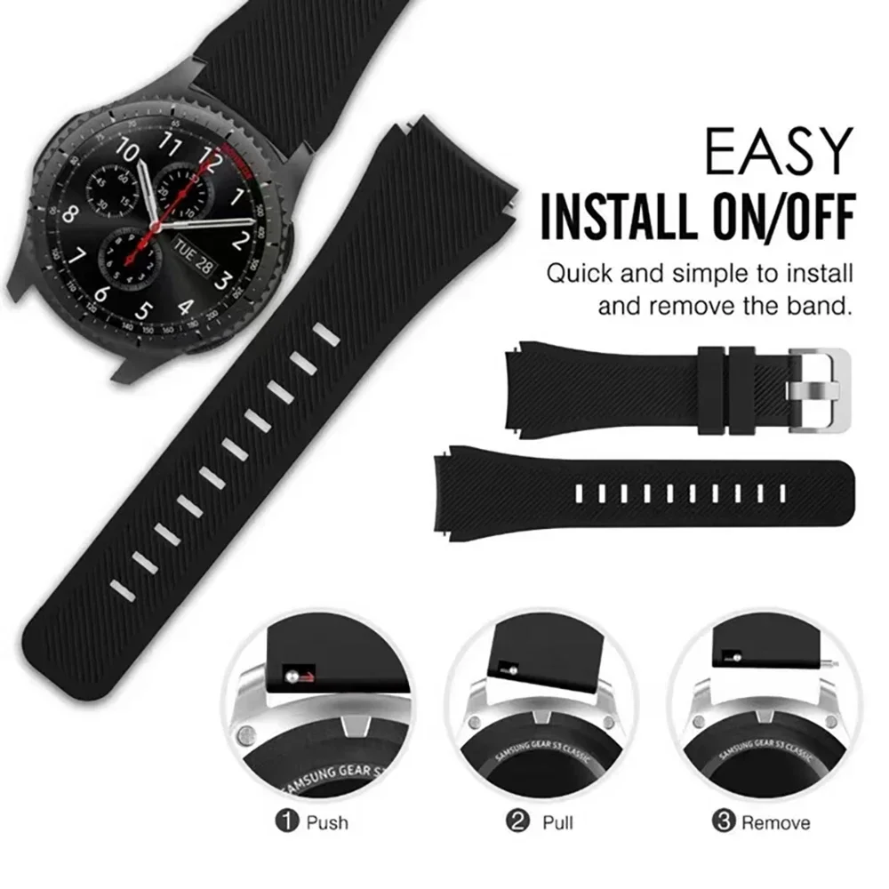 22mm Silicone Strap for Huawei Watch 4/3/GT4-3-2 Pro 2e Wristband for Samsung Watch 3/Gear S3 Sports Bracelet Amazfit GTR 4/Pace