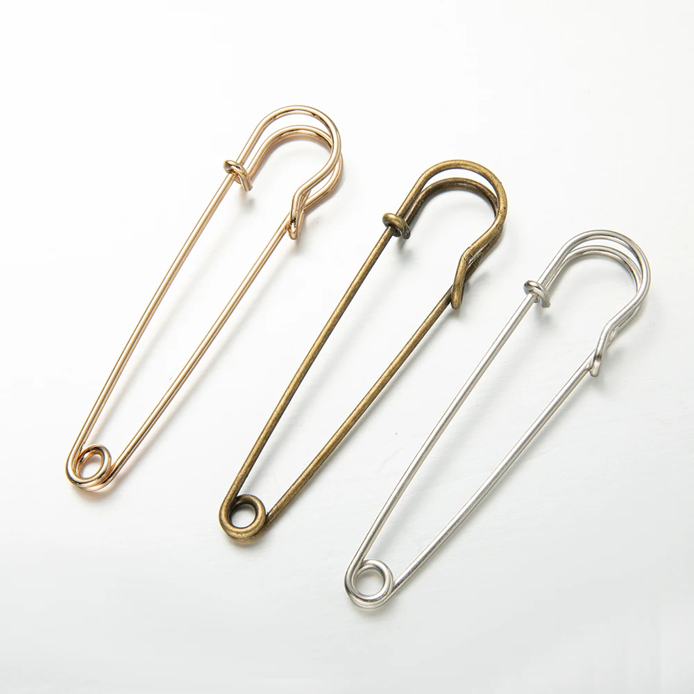 20pcs 38/45/50/55/60/65/70/75/80/100mm Metal Safety Simple Brooch Pin Base Pins Broochs for DIY Jewelry Making