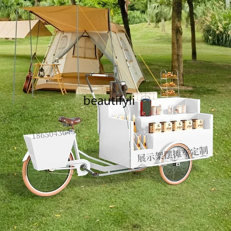 Outdoor upside down donkey tricycle dining car mobile shopping mall sales camping street stall coffee cart0420