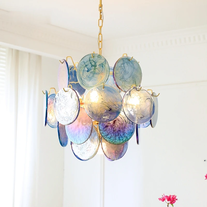 Rosico Modern Light Luxury Cloud Glass Chandelier Vintage French Bedroom Dining Room Cloakroom Art Lighting