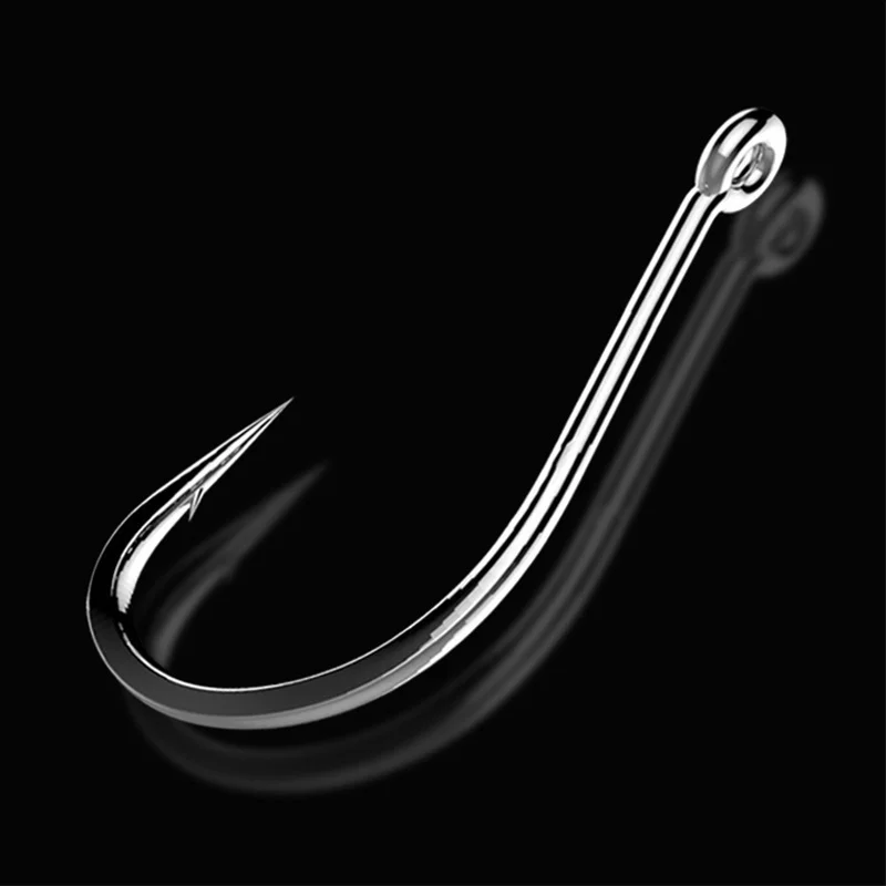 50pcs/lot Fishhooks Black Coating Stainless High Carbon  Steel Barbed Flattened Sharpened Fishing Hooks For Sea Fishing