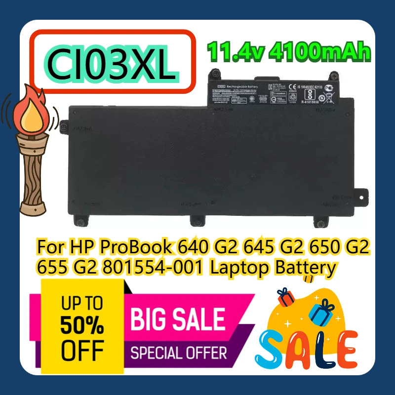 

For HP ProBook 640 G2 645 G2 650 G2 655 G2 CI03XL 801554-001 Laptop Battery