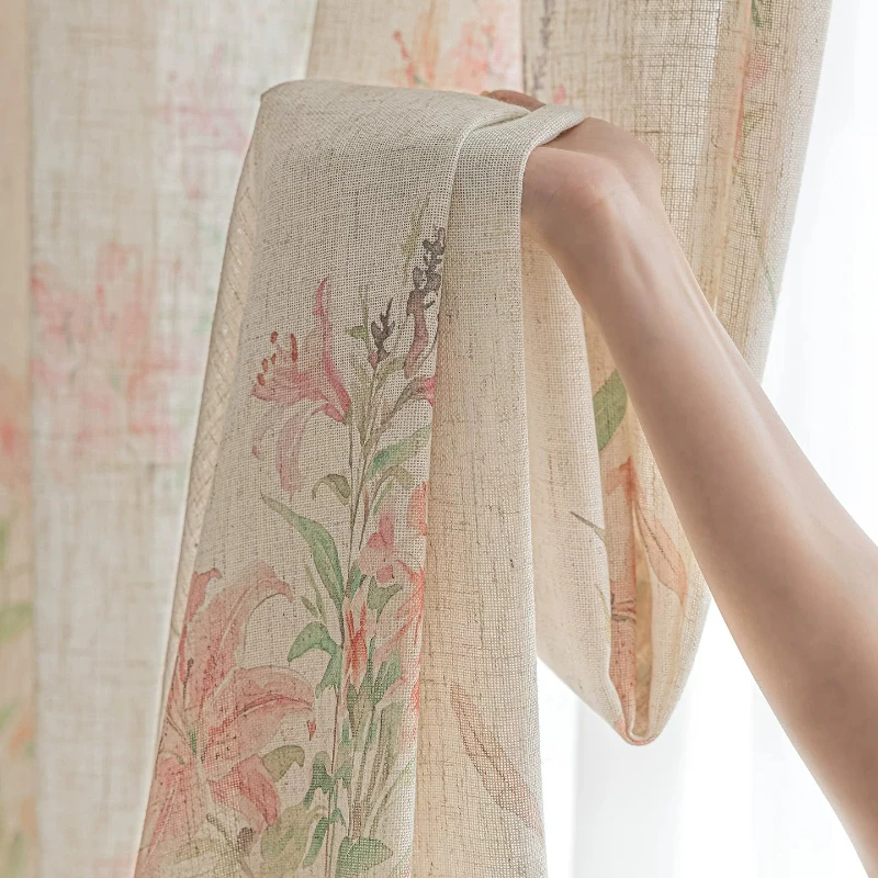 Linen‑textured Sheer Elegant Curtains Semi‑opaque Translucent Sun Protection Window Shades Custom Decor for Living Room Bedroom
