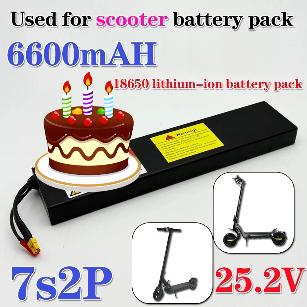 

25.2V 6000mAh 18650 Lithium-ion Rechargeable 7S2P Battery Pack 151.2Wh For 29.4V Electric Scooter Battery