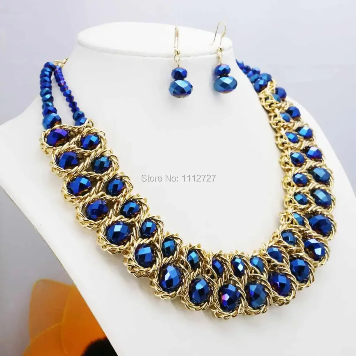 Special Offer Navy Blue Crystal Glass Beads Wholesale Necklaces&Earrings DIY Sets Christmas Gifts For Women Girls Jewelry Making