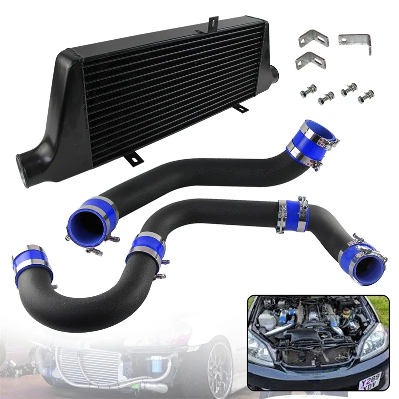 Aluminum Tube & Fin Intercooler Hose Kit For Toyota MARK II JZX110 1JZ-GTE 1JZGTE 2.5L Torbo Engine 2000-2004 450BHP