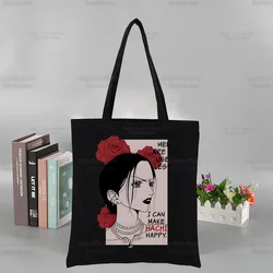 Black Stones NANA Osaki Ren Honjo Print Canvas Tote Black Bags Harajuku Casual Female Girl Tote Eco Shopper borse a tracolla