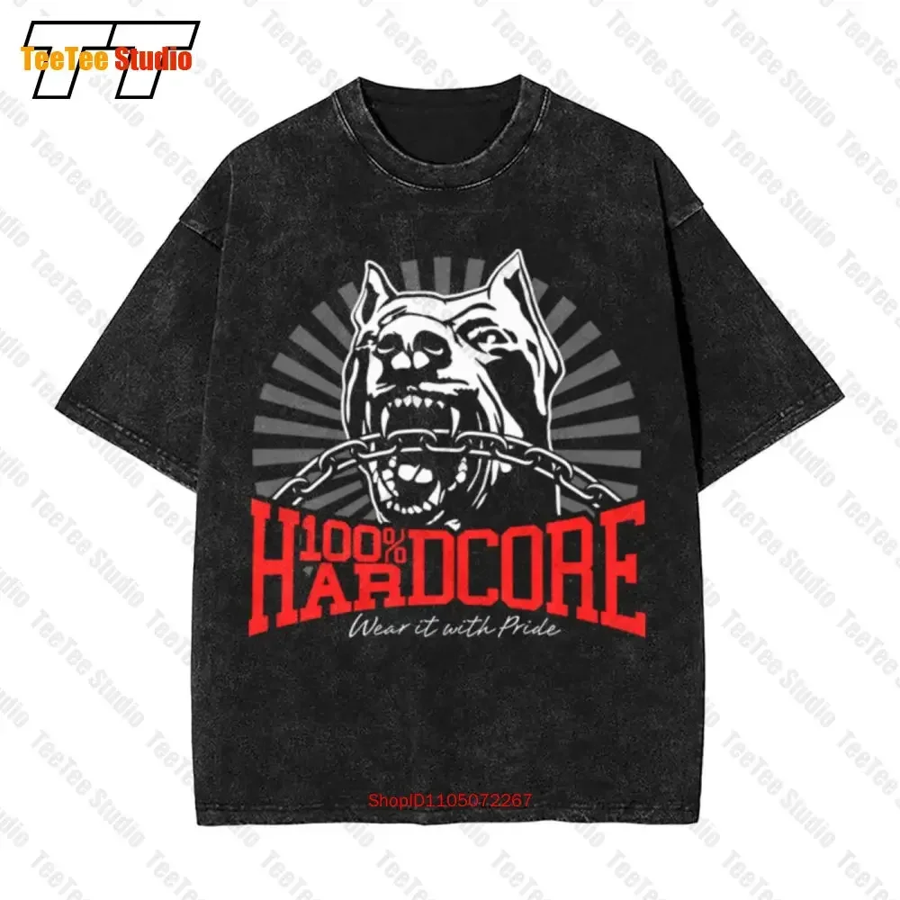 100 Hardcore Dog 305206060 Gabber Techno Partyoutfit Vintage Oversized T-Shirt Y9CM